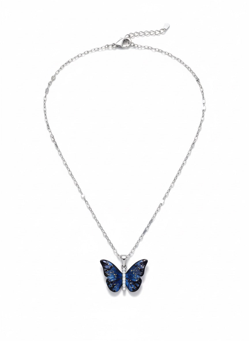 Blue Butterfly Charm Necklace