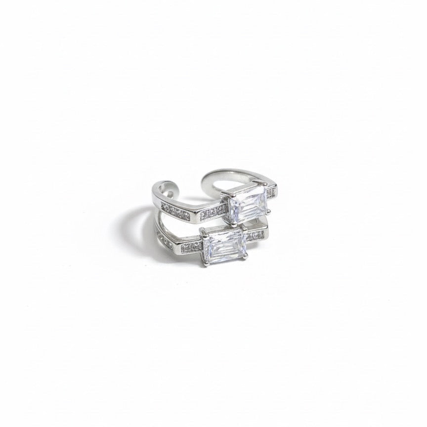 Dual Radiance Adjustable Silver CZ Ring
