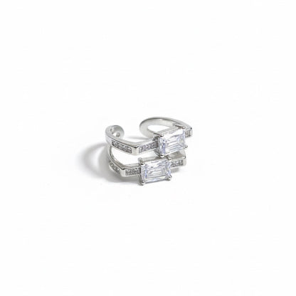 Dual Radiance Adjustable Silver CZ Ring