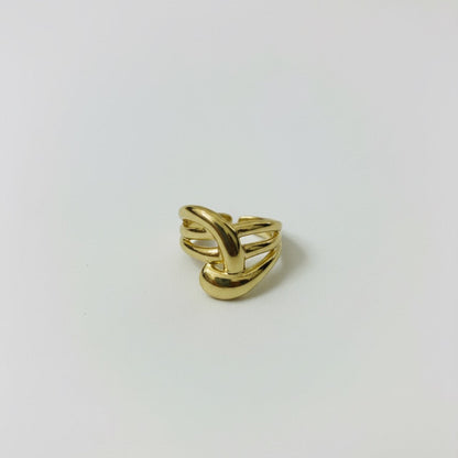 Golden Wave Sculpted Statement Ring
