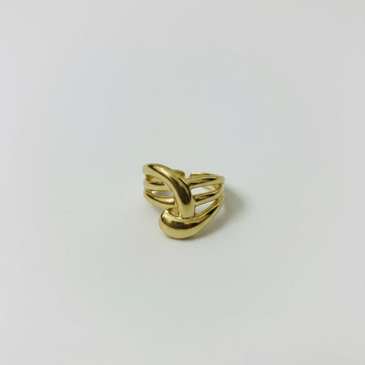 Golden Wave Sculpted Statement Ring