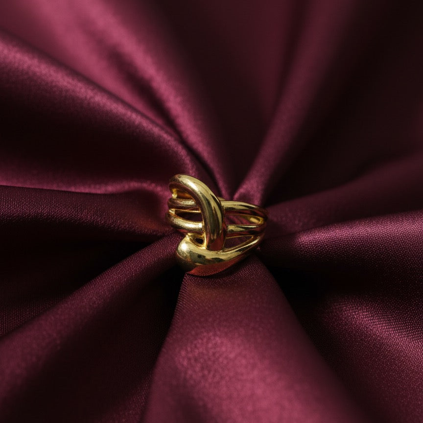 Golden Wave Sculpted Statement Ring