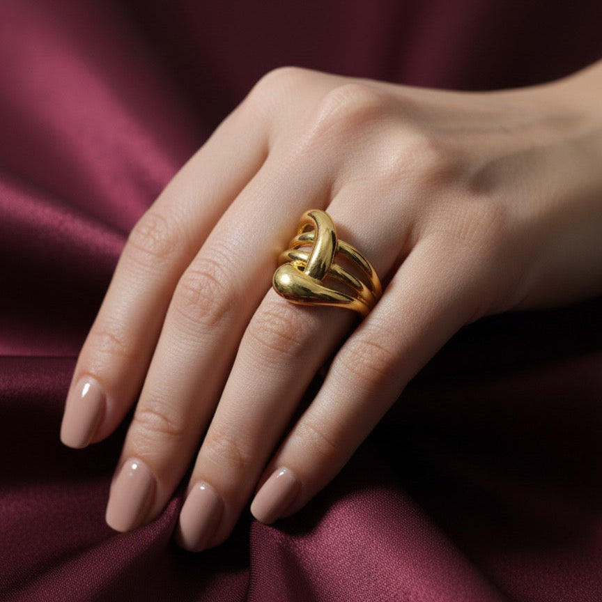 Golden Embrace Statement Ring