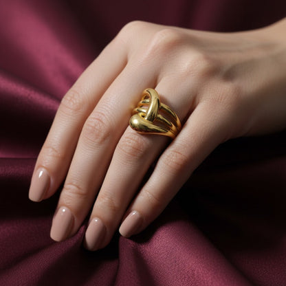 Golden Wave Sculpted Statement Ring