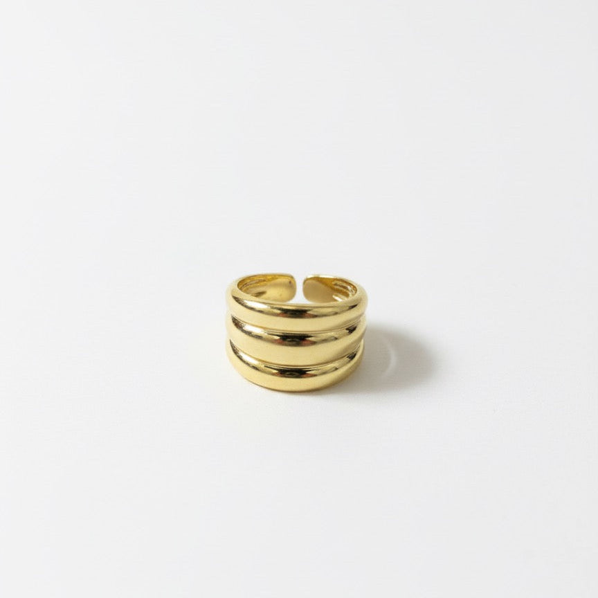 Triple Curve Gold Statement Ring