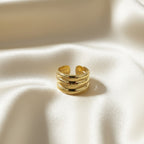 Triple Curve Gold Statement Ring