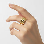 Triple Curve Gold Statement Ring