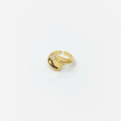 Sculpted Wave Gold Statement Ring