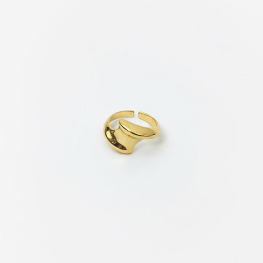 Sculpted Wave Gold Statement Ring