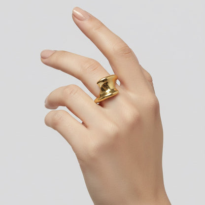 Sculpted Wave Gold Statement Ring