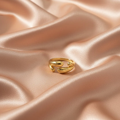 Golden Dual Curve Adjustable Ring
