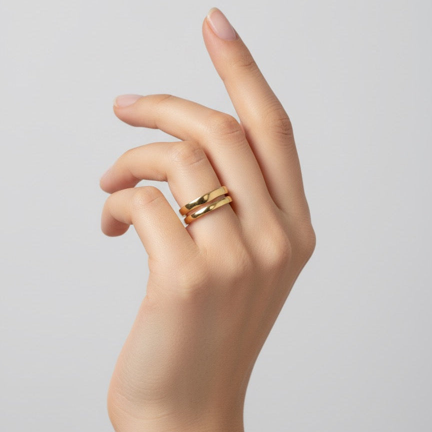 Dual Band Minimal Gold Ring