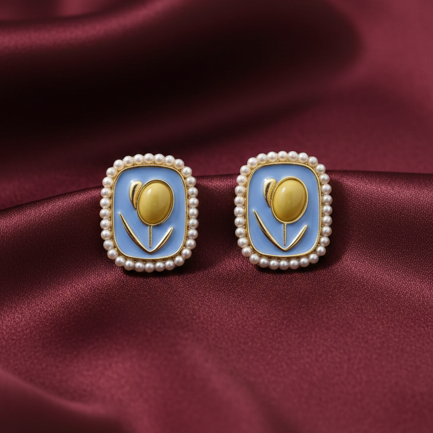 Celeste Pearl Bloom Stud Earrings