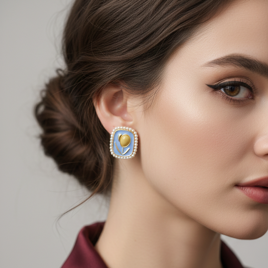 Celeste Pearl Bloom Stud Earrings