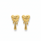 Golden Drip Heart Statement Earrings