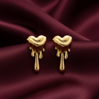 Golden Drip Heart Statement Earrings