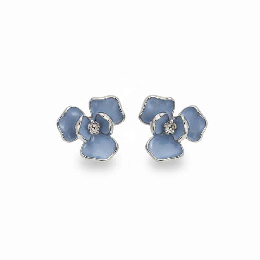 Azure Bloom Crystal Stud Earrings