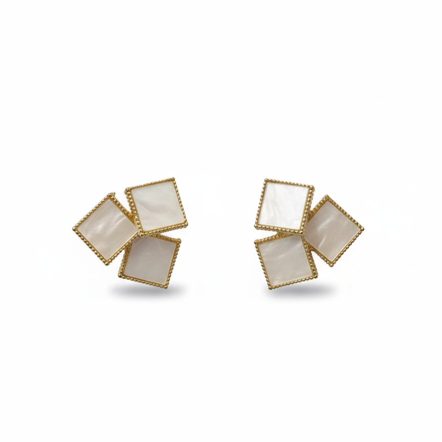 Ivory Prism Square Stud Earrings