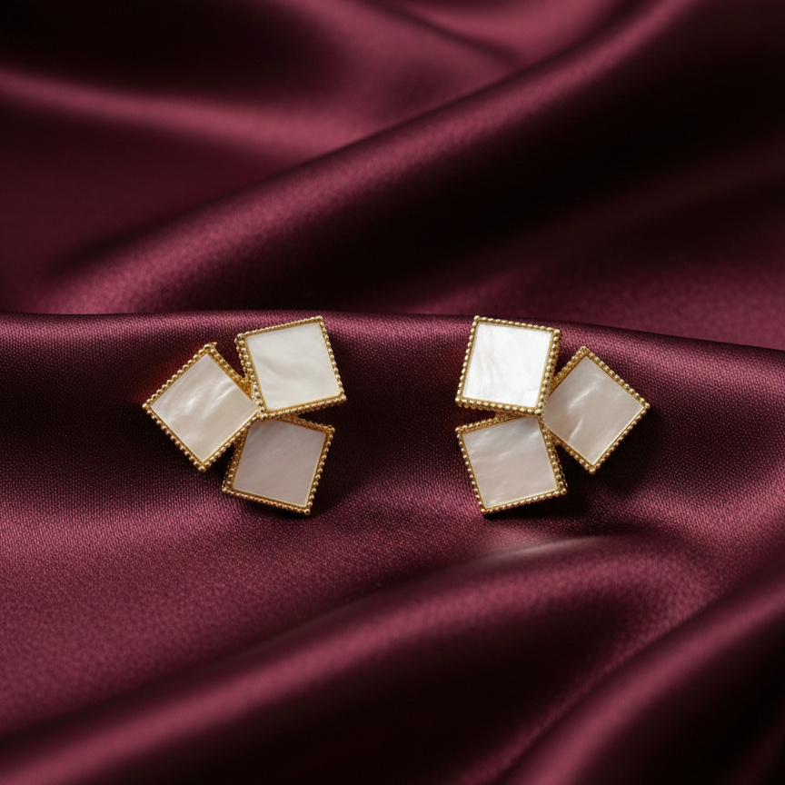 Ivory Prism Square Stud Earrings