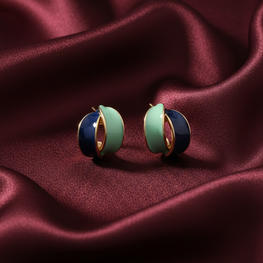 Dual Aura Enamel Hoop Earrings