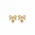 Golden Bow Heart Stud Earrings