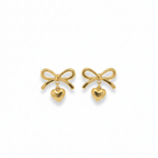 Golden Bow Heart Stud Earrings