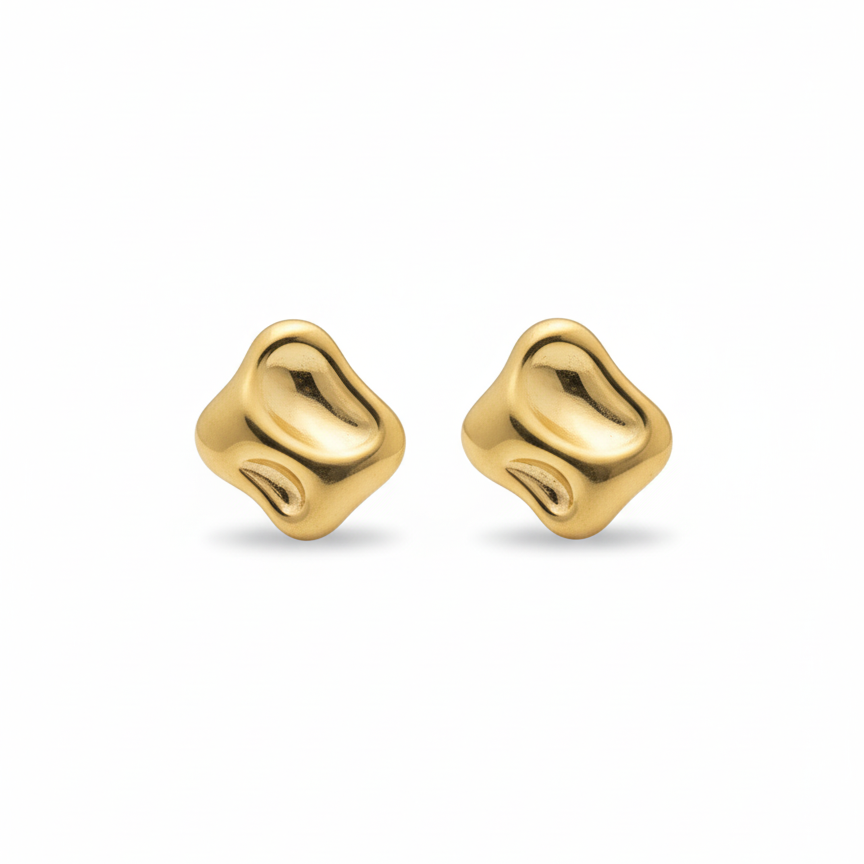 Molten Gold Sculpt Stud Earrings