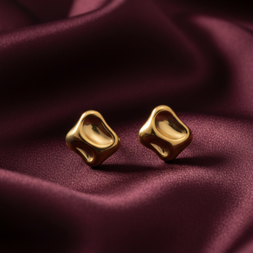 Molten Gold Sculpt Stud Earrings