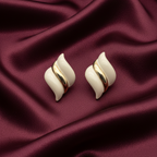 Ivory Wave Gold Accent Stud Earrings