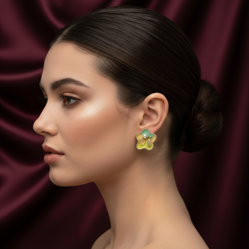 Meadow Bloom Pearl Stud Earrings