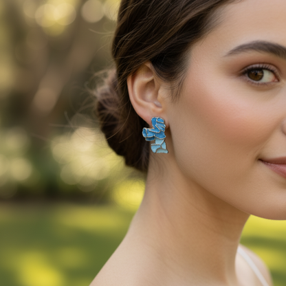 Blue Heart Stud Earrings