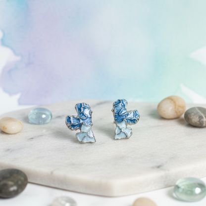 Blue Heart Stud Earrings