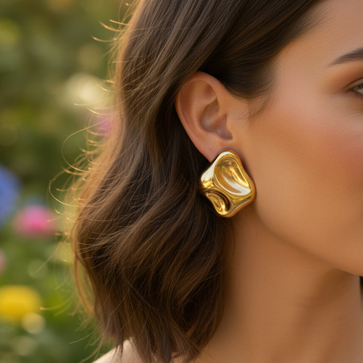 Gold Abstract Stud Earrings