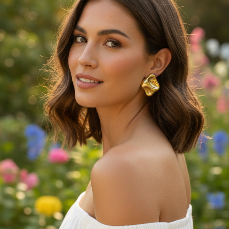 Gold Abstract Stud Earrings