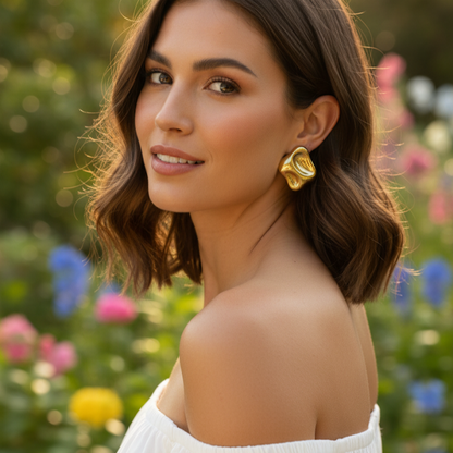 Gold Abstract Stud Earrings