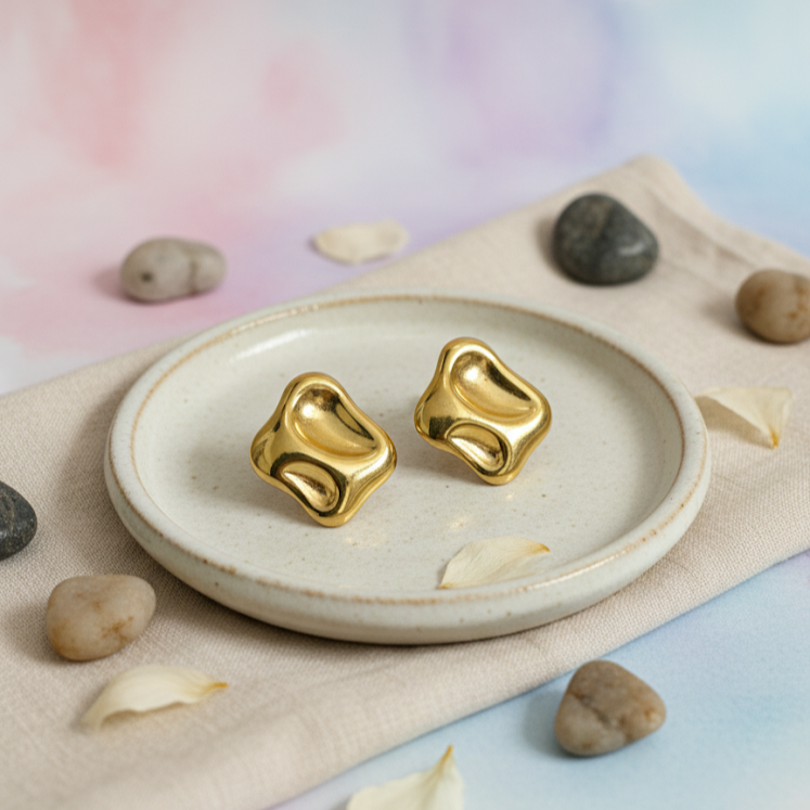 Gold Abstract Stud Earrings
