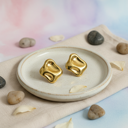 Gold Abstract Stud Earrings