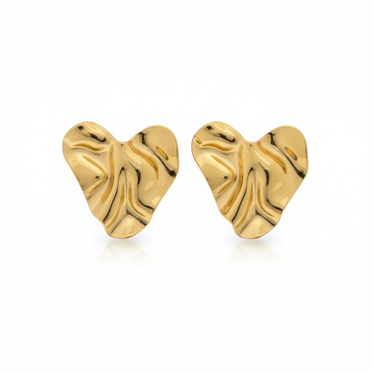 Golden Muse Heart Stud Earrings