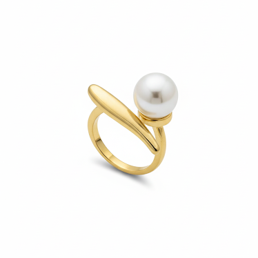 Golden Grace Pearl Accent Ring