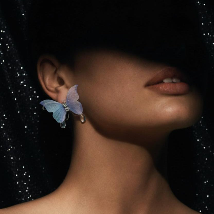Iridescent Lavender Butterfly Stud Earrings