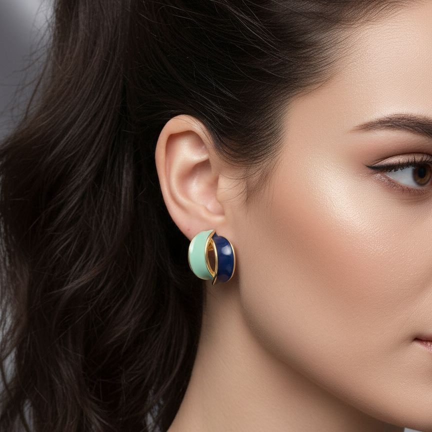 Dual Aura Enamel Hoop Earrings