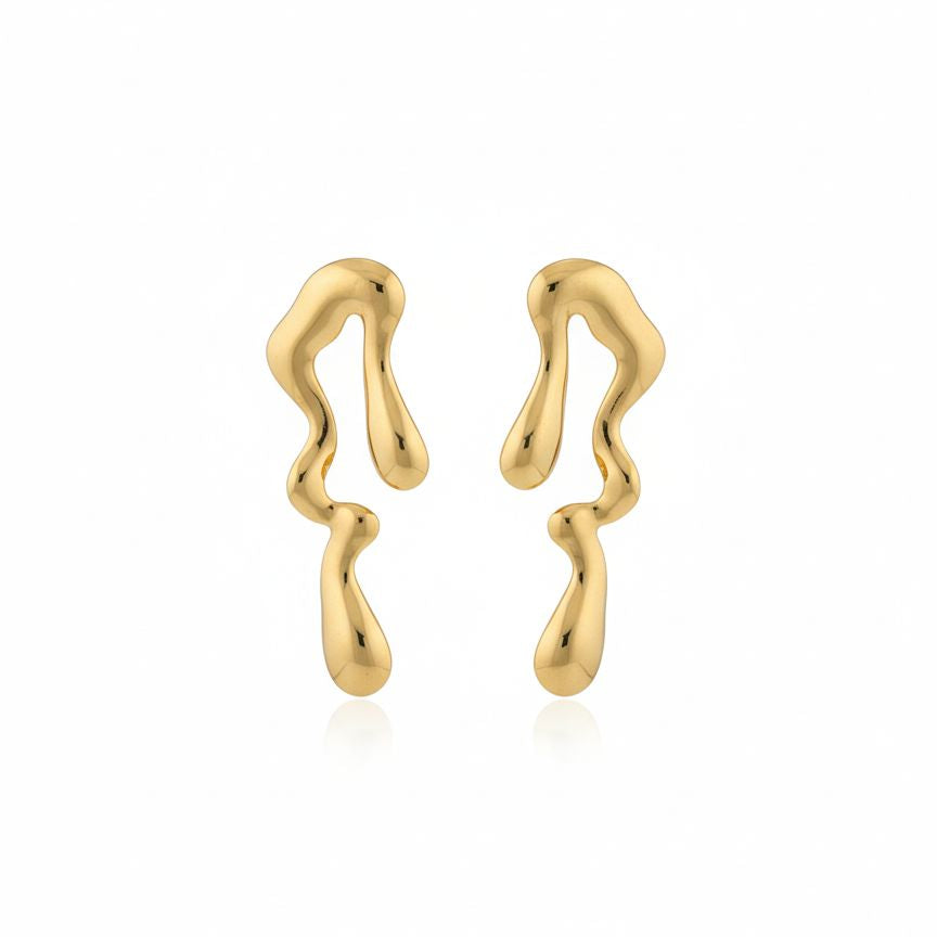 Molten Flow Gold Stud Earrings