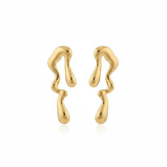 Molten Flow Gold Stud Earrings