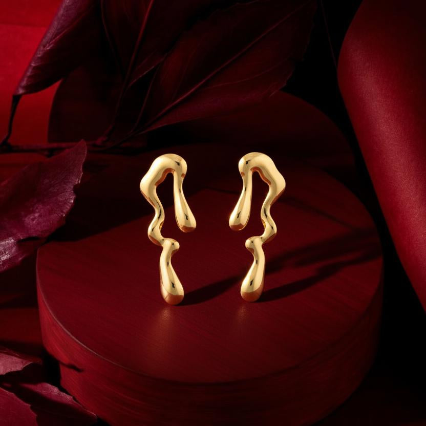 Molten Flow Gold Stud Earrings