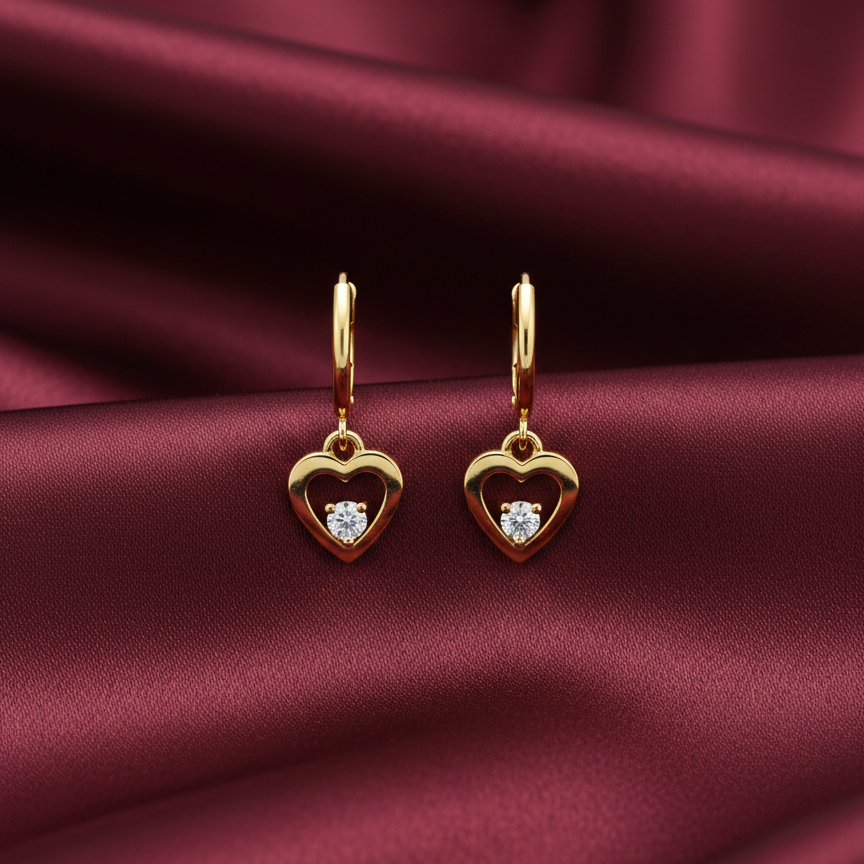Golden Heart Hoop Earrings