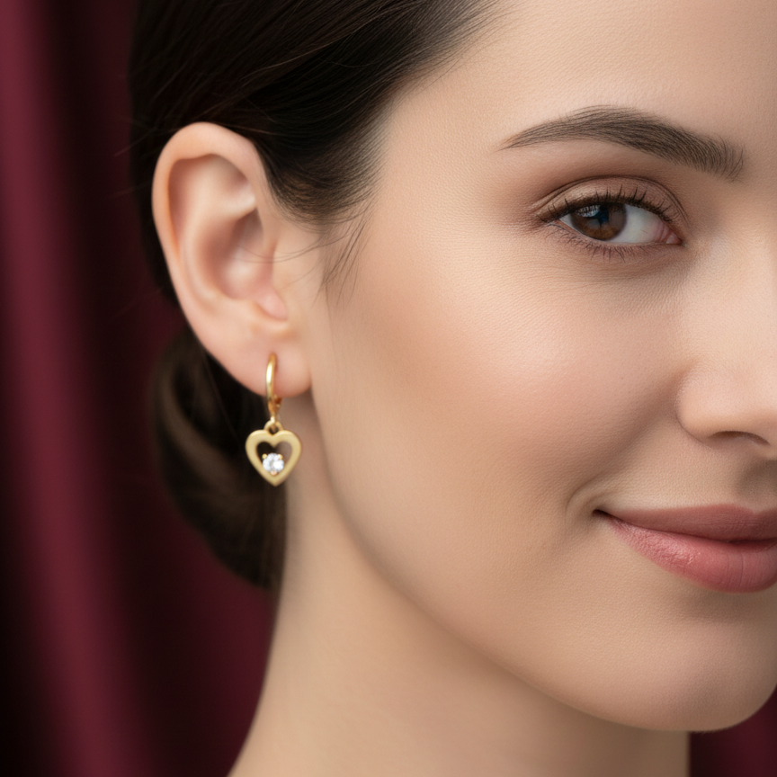 Golden Heart Hoop Earrings
