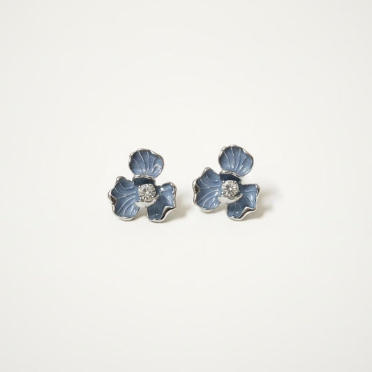 Blue Enamel Blossom Stud Earrings