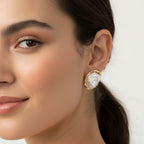 Lustre Pearl Frame Stud Earrings