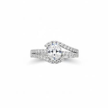Oval Halo Twist Silver CZ Ring